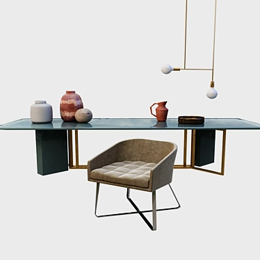 Stylish Plinto Table and Lolyta Chair Set 3D model image 1 