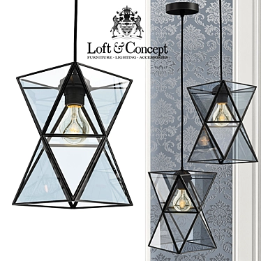 PolyPyramid Glass Pendant Chandelier 3D model image 1 