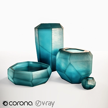 Ocean Blue Crystal Vases - Guaxs Cucistic Collection 3D model image 1 