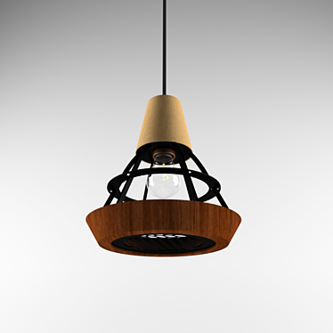 Woodfret Pendant: Industrial Loft Style Light 3D model image 1 