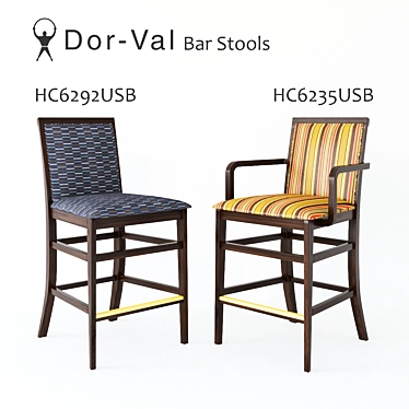 Dor-Val USB Bar Stools - Sleek and Stylish 3D model image 1 