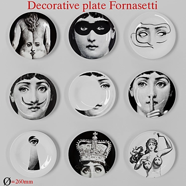 Unique Decorative Fornasetti Plate 3D model image 1 