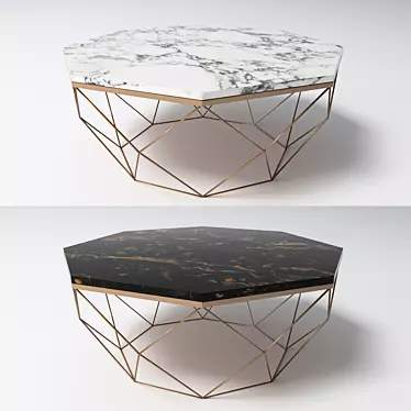 Elegant Marble Coffee Table Set 3D model image 1 