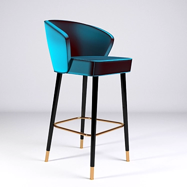 Nuka Fabric Bar Chair: Black & Gold 3D model image 1 