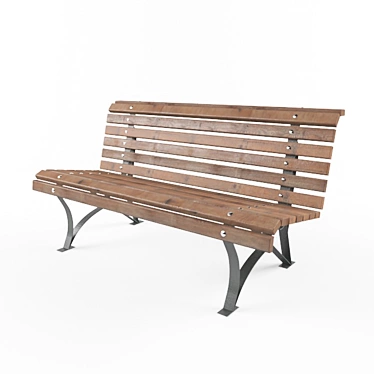 Shady Retreat Steel & Wood Bench 3D model image 1 