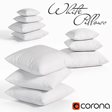 Luxury White Pillows Set 3D model image 1 