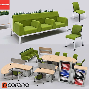 Steelcase Office Furniture Collection 3D model image 1 