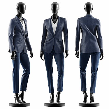 Elegant Blue Women's Suit 3D model image 1 