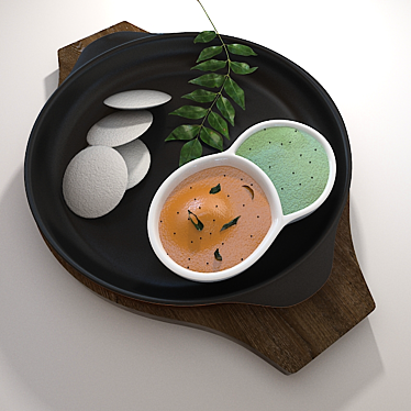 Delicious Idli Chutney Combo 3D model image 1 