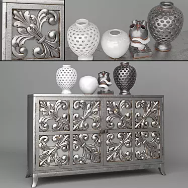 Elegant Carved Sideboard 3D model image 1 