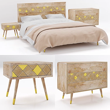 Elegant SALOME Mango Wood Furniture 3D model image 1 