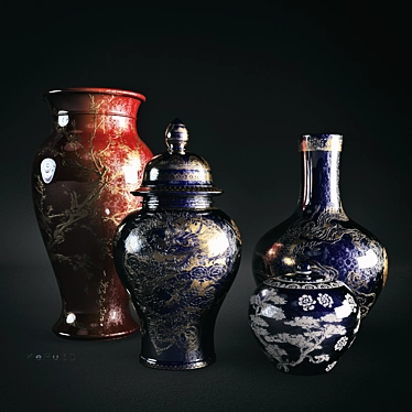 Exquisite Chinese Antique Vases 3D model image 1 