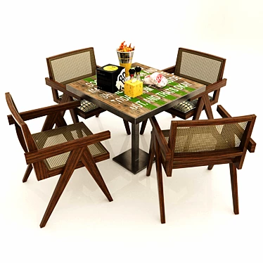 Rustic Outdoor Dining Set 3D model image 1 