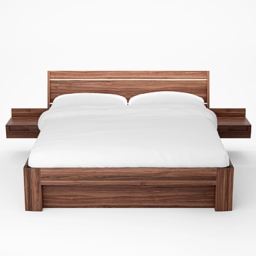 Luxury V12 Walnut Bed 3D model image 1 