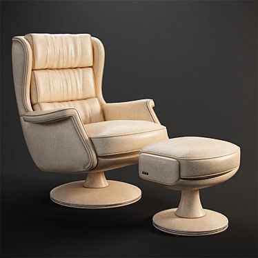 Luxury Leather Swivel Armchair 3D model image 1 