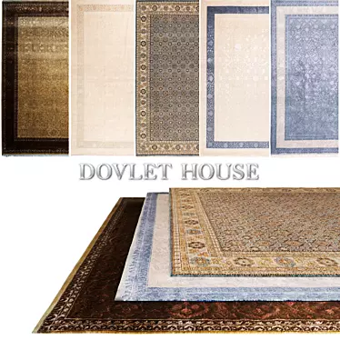 Luxurious DOVLET HOUSE Silk and Wool Carpets (Set of 5) 3D model image 1 