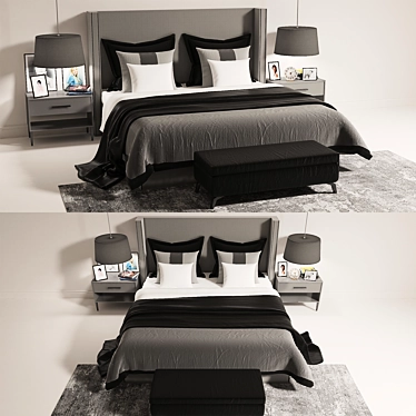 Elegant Art Deco Bed 3D model image 1 