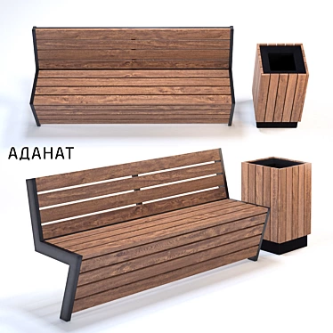 Adanat Ursula - Outdoor Bench & Dustbins 3D model image 1 