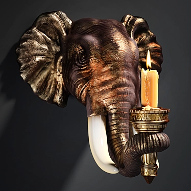 Elegant Elephant Wall Sconce 3D model image 1 