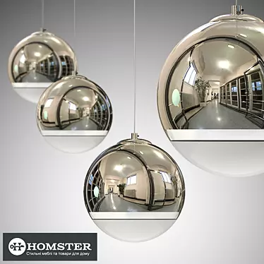 Elegant Glass and Chrome Chandelier 3D model image 1 