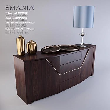 Smania Tribeca Comod, Bastet Lamp, Talia Trays, Ares Vases 3D model image 1 