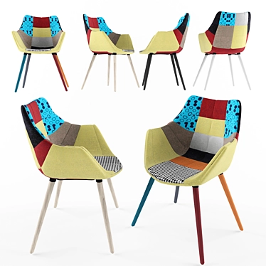 Zuiver Twelve Armchair: Patchwork Perfection! 3D model image 1 