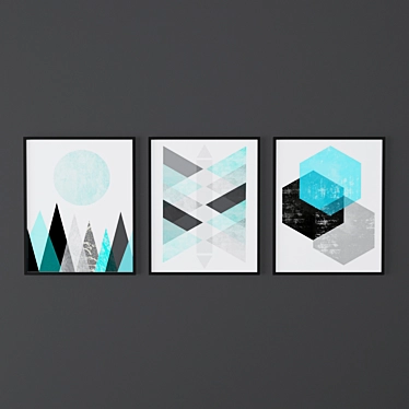 Geometric Art Prints Set 3D model image 1 