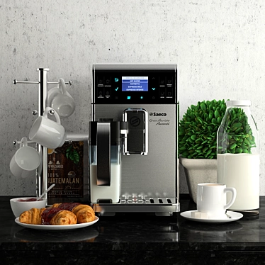 Sleek Coffee Machine & Mug Hanger 3D model image 1 