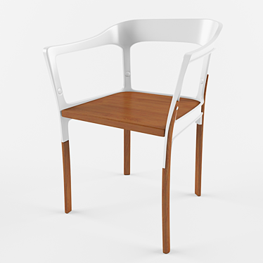 Modern Steelwood Chair & Armchair 3D model image 1 