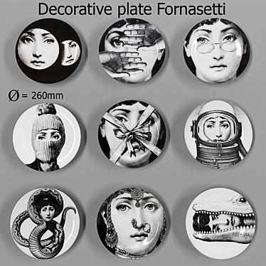 Fornasetti Decorative Plate: Surreal Italian Design 3D model image 1 