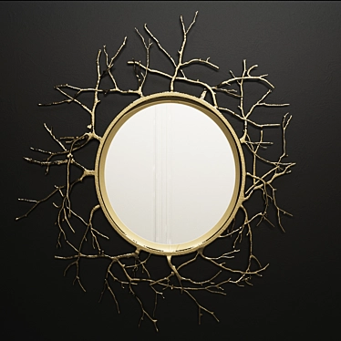 Rustic Round Twig Mirror 3D model image 1 