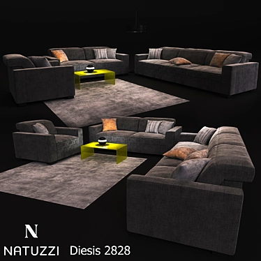 Elegant Natuzzi Diesis Sofa 3D model image 1 