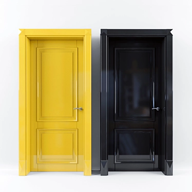 Sleek Yellow Black Door 3D model image 1 