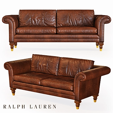 Vintage Ralph Lauren Leather Sofa 3D model image 1 