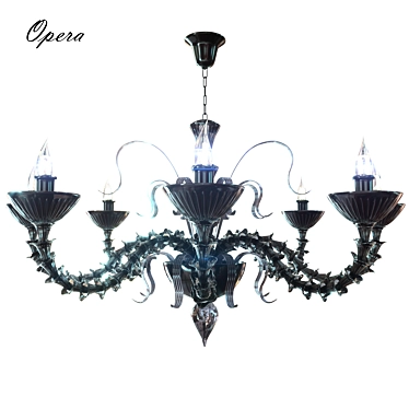 Elegant Black Glass Chandelier 3D model image 1 