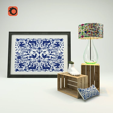 Authentic Mexican Otomi Decor Set 3D model image 1 