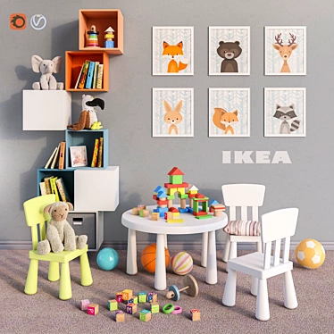 Modular IKEA EKET Wall Cabinet Set 3D model image 1 