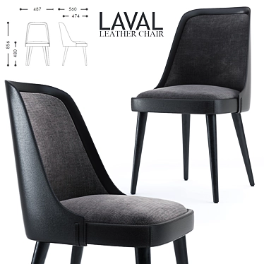 Sleek Laval Leather Chair 3D model image 1 