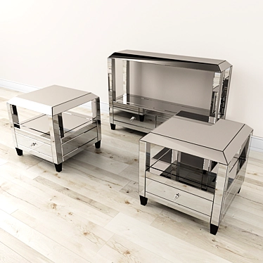 Elegant Mirrored Console: Montreal Collection 3D model image 1 