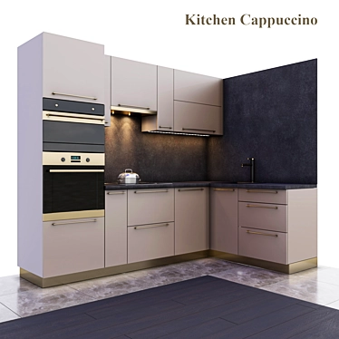 Sleek Cappuccino Kitchen 3D model image 1 