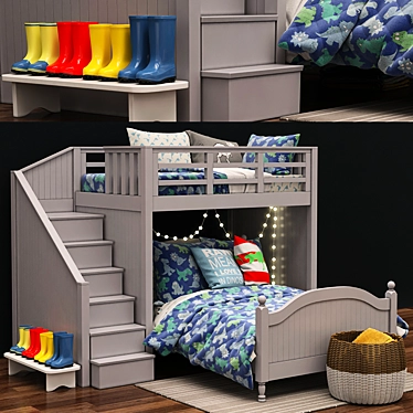Catalina Loft Bed & Twin Set: Space-Saving Solution 3D model image 1 