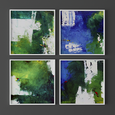 Vibrant Abstract Art Set 12"x12" (30cm x 30cm) 3D model image 1 