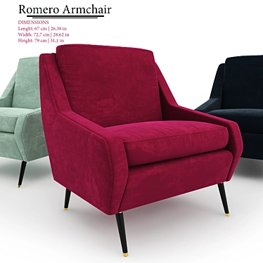 Sleek Velvet Armchair: Romero 3D model image 1 