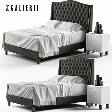 Luxury Tufted Bed by Scarlett 3D model image 1 