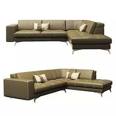 Luxurious Gamma Charles Corner Sofa 3D model image 1 