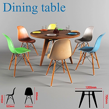 Modern Dining Table Set 3D model image 1 