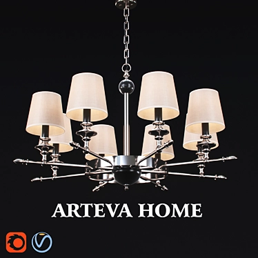 Elegant Chrome Chandelier with Adjustable Length 3D model image 1 