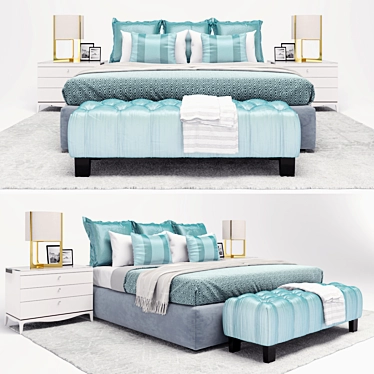 Sleek and Chic Modern Bed 3D model image 1 