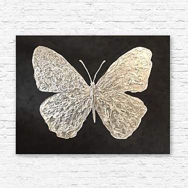 Silvery Wings: Black Butterfly Art 3D model image 1 