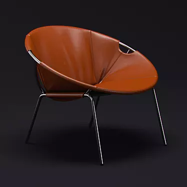 Sleek Leather Sling Chair 3D model image 1 